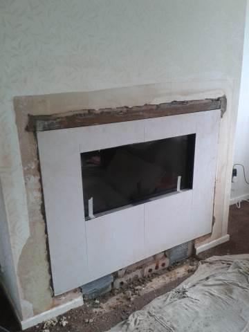 Gazco 80 electric fire is inset into the Chimney