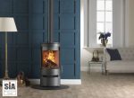 Purevision PVR cylinder multi fuel stove on log store